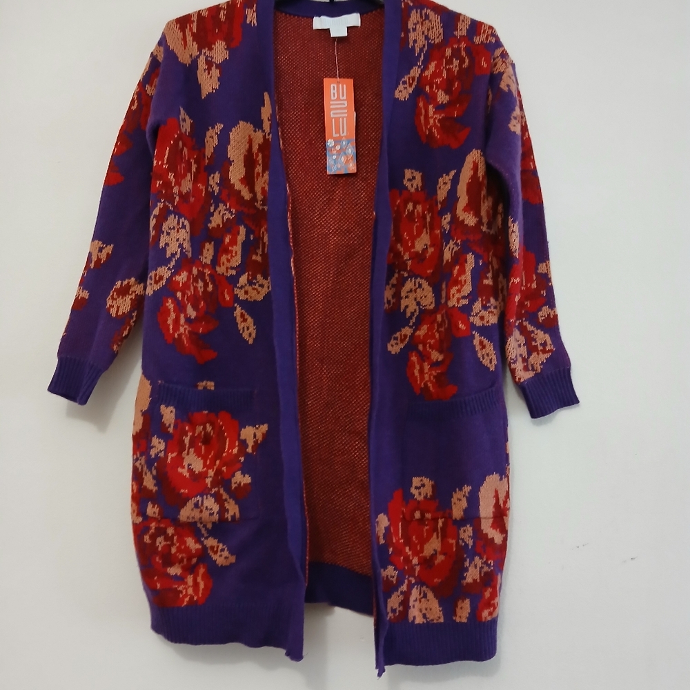 Bunulu woman, floral cardigan size S New With Difect - Picture 2 of 13